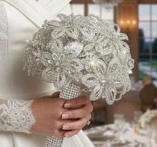 Load image into Gallery viewer, Crystal Wedding Bouquet: Diamanté Rhinestone Bridal bouquet brides flowers Posy Keepsake
