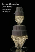 Load image into Gallery viewer, Crystal Chandelier Cake Stand Set 2 Tier Wedding Cake Separator, Clear Glass Crystal Cake Display, Luxury Wedding Cake Stand
