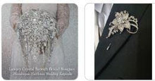 Load image into Gallery viewer, Wedding Bridal Bouquet Crystal Crystal Silver brides brooch Cascade Wedding Bouquet
