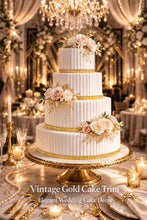 Load image into Gallery viewer, Art Deco Gold Cake Ribbon Trim | 1920s Gatsby Wedding Cake Banding | Vintage Gold Cake Border | Luxury Cake Decorating Ribbon
