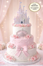 Load image into Gallery viewer, Luxury Swarovski Crystal Castle Cake Topper – Fairytale Wedding Cake Keepsake Decoration
