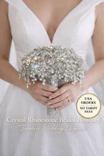 Load image into Gallery viewer, Wedding bouquet Crystal Rhinestone round posy Brides Bouquet Non Floral Keepsake Crystal wedding flowers
