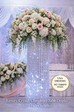 Load image into Gallery viewer, Tall Crystal LED Table Centerpiece 22"x 6", Lighted Chandelier Wedding Deco Display with LED Lights
