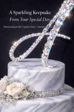 Load image into Gallery viewer, Crystal Initial Cake Topper, Personalized Wedding Monogram, Luxury Rhinestone Letter Topper, Bridal Keepsake Cake Decoration
