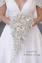Load image into Gallery viewer, Luxury wedding Bouquet – 7" x 11" Crystal Diamond bridal flowers Rhinestone bling Wedding Bouquet
