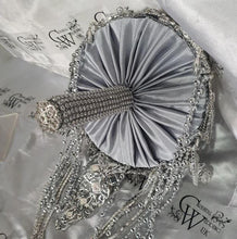 Load image into Gallery viewer, Crystal Brooch Wedding Bouquet: Silver jewel bridal Cascade Design
