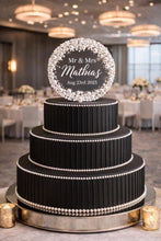Load image into Gallery viewer, Pearl Wedding Cake Topper 6" Personalized Anniversary Cake Decoration, Custom Names Date Topper,30th 40th 50th Anniversary wedding Keepsake
