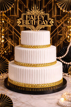Load image into Gallery viewer, Art Deco Gold Cake Ribbon Trim | 1920s Gatsby Wedding Cake Banding | Vintage Gold Cake Border | Luxury Cake Decorating Ribbon
