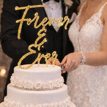 Load image into Gallery viewer, Crystal Cake Topper "Forever &amp; Ever" , Wedding Engagement Bling cake Decoration 6"
