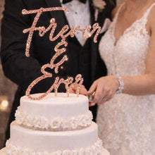Load image into Gallery viewer, Crystal Cake Topper "Forever &amp; Ever" , Wedding Engagement Bling cake Decoration 6"

