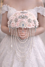 Load image into Gallery viewer, Crystal Brooch and Pearl drape bouquet by Crystal wedding uk
