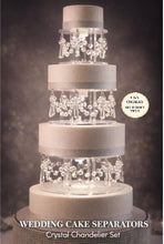 Load image into Gallery viewer, Luxury Chandelier Wedding Cake Separator set 3 : LED Lit Glass seperators (8/10/12 inch). Free UK &amp; USA Shipping
