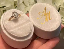 Load image into Gallery viewer, Custom Velvet Ring Box White , Wedding Ring Box, Triple Slot Ring Box, Double Slot, Personalized wedding ring holder
