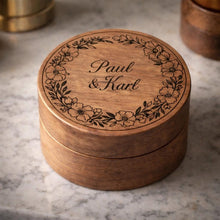 Load image into Gallery viewer, Personalised Wooden Ring Box, Engraved Proposal Ring Box, Custom Walnut Wedding Ring Holder, Luxury Engagement Ring Box
