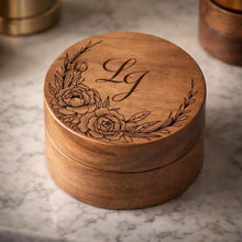 Load image into Gallery viewer, Personalised Wooden Ring Box, Engraved Proposal Ring Box, Custom Walnut Wedding Ring Holder, Luxury Engagement Ring Box
