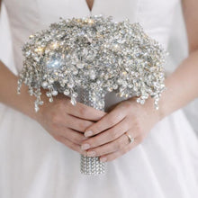 Load image into Gallery viewer, Wedding bouquet Crystal Rhinestone round posy Brides Bouquet Non Floral Keepsake Crystal wedding flowers
