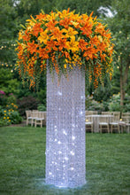 Load image into Gallery viewer, Tall Crystal LED Table Centerpiece 22"x 6", Lighted Chandelier Wedding Deco Display with LED Lights
