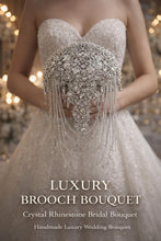 Load image into Gallery viewer, Crystal Brooch Wedding Bouquet: 7" Cascade Jewel Bridal Bouquet

