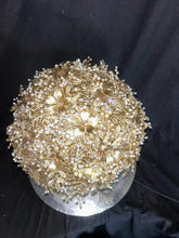 Load image into Gallery viewer, Champagne Bridal Bouquet Gold Wedding Bouquet Luxury Keepsake Flower Bouquet Pearl Bride Bouquet Gatsby 1920's style
