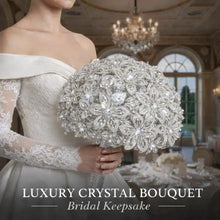 Load image into Gallery viewer, Crystal Wedding Bouquet: Diamanté Rhinestone Bridal bouquet brides flowers Posy Keepsake
