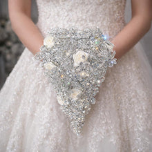 Load image into Gallery viewer, Diamante Brooch Bouquet: Crystal Rhinestone Wedding Cascade
