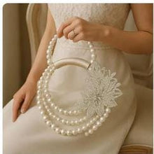 Load image into Gallery viewer, Pearl Bridal Bouquet, Rhinestone Flower,Art Deco style Elegant Wedding Accessory
