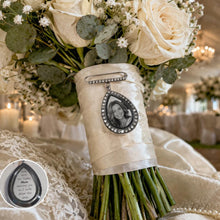 Load image into Gallery viewer, Personalised Photo Bouquet Charm Bridal Keepsake Brooch Memorial Gift Memory photo locket Photo keepsake Jewelry
