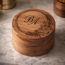 Load image into Gallery viewer, Personalised Wooden Ring Box, Engraved Proposal Ring Box, Custom Walnut Wedding Ring Holder, Luxury Engagement Ring Box
