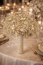 Load image into Gallery viewer, Champagne Bridal Bouquet Gold Wedding Bouquet Luxury Keepsake Flower Bouquet Pearl Bride Bouquet Gatsby 1920's style
