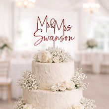 Load image into Gallery viewer, Gold Wedding cake topper, Personalized cake topper, Rustic wedding cake topper, Custom Mr Mrs topper, Anniversary Cake toppers, Wood topper
