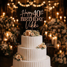 Load image into Gallery viewer, Birthday Cake Topper, Happy 50th Birthday Cake Topper, Custom name decor, Personalised wood Birthday Topper 18th 21st 30th 40th 60th
