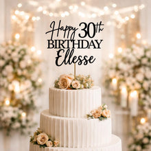 Load image into Gallery viewer, Birthday Cake Topper, Happy 50th Birthday Cake Topper, Custom name decor, Personalised wood Birthday Topper 18th 21st 30th 40th 60th
