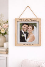 Load image into Gallery viewer, Personalized Photo frame Engraved Rustic Wedding Gift, Anniversary picture frame gift , Couples photo memory picture Mr&amp; Mrs photo gift

