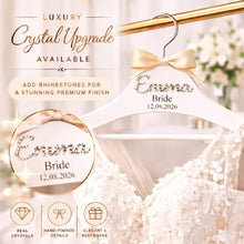Load image into Gallery viewer, Personalised Hangers/ Swarovski crystal name Engraved Hangers Bride &amp; Bridesmaid/Wedding Gift/ Bridal Dress Hanger/Wedding Hanger/
