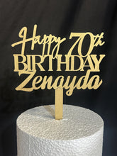 Load image into Gallery viewer, Birthday Cake Topper, Happy 50th Birthday Cake Topper, Custom name decor, Personalised wood Birthday Topper 18th 21st 30th 40th 60th
