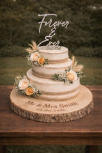 Load image into Gallery viewer, Personalized Rustic Topper, Boho Wedding cake Topper, Personalised wood cake decor, Engagment cake topper
