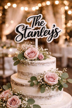 Load image into Gallery viewer, Last name topper, Rustic Personalized Cake Topper, Custom Script Wedding Cake Topper, Mr &amp; Mrs Cake Topper for Engagment Cake Topper
