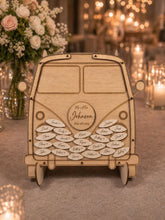 Load image into Gallery viewer, Personalised Campervan Wedding Guest Book – Surfboard Drop Box Alternative Guest book Personalized Rustic Retro guest book
