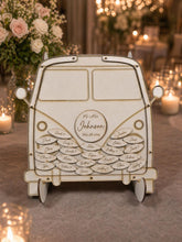 Load image into Gallery viewer, Personalised Campervan Wedding Guest Book – Surfboard Drop Box Alternative Guest book Personalized Rustic Retro guest book
