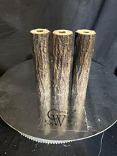Load image into Gallery viewer, Personalized Wood Slice Cake Stand,3 Tier Engraved Rustic Stand 4 tier Wedding stand, Personalised log cupcake stand 5 tier Dessert Display
