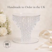Load image into Gallery viewer, Luxury Cake stand Chandelier Crystal cake holder, Wedding cake base Glass beads + LED lights
