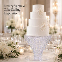 Load image into Gallery viewer, Luxury Cake stand Chandelier Crystal cake holder, Wedding cake base Glass beads + LED lights
