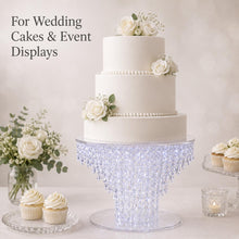 Load image into Gallery viewer, Luxury Cake stand Chandelier Crystal cake holder, Wedding cake base Glass beads + LED lights
