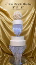 Load image into Gallery viewer, Luxury Cake stand Chandelier Crystal cake holder, Wedding cake base Glass beads + LED lights
