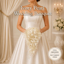 Load image into Gallery viewer, Ivory Pearl &amp; Crystal Bridal Bouquet: Rhinestone Wedding Flowers
