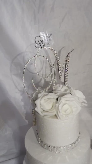 Crystal Rhinestone Letter Cake Topper: 4" Swarovski Monogram