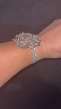 Load and play video in Gallery viewer, Crystal flower wrist corsage Vintage inspired Art deco wedding prom bracelet
