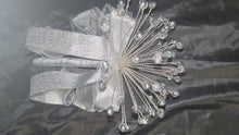 Load and play video in Gallery viewer, Crystal Wedding Bouquet: AB Glass Beads, Silver Wire, Ribbon Handle
