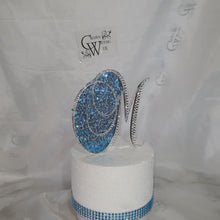 Load and play video in Gallery viewer, 6 Inch Rhinestone Letter Cake Topper | Custom Initial Monogram | Silver Crystal Birthday Wedding Cake Decor
