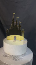 Load and play video in Gallery viewer, Castle Cake topper -mirror acrylic - FAIRYTALE CASTLE design, Cake decoration by Crystal wedding uk
